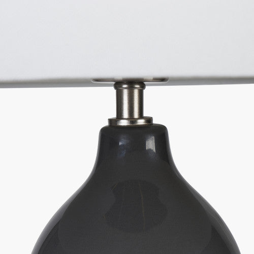 Product photograph of Olivia S Leonardo Grey Ceramic Table Lamp With Brushed Silver Metal Detail from Olivia's.