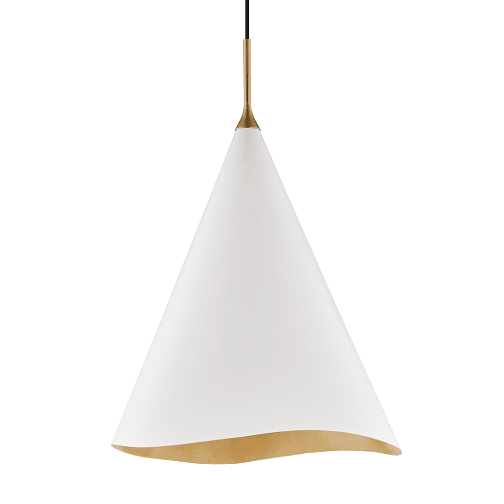 Product photograph of Hudson Valley Lighting Martini 1 Light Pendant In Off White Gold Leaf 18 Inch from Olivia's.