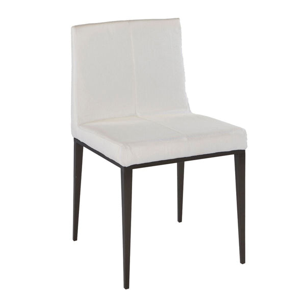 Gillmore Fitzroy Off White Fabric And Gunmetal Legs Dining Chair