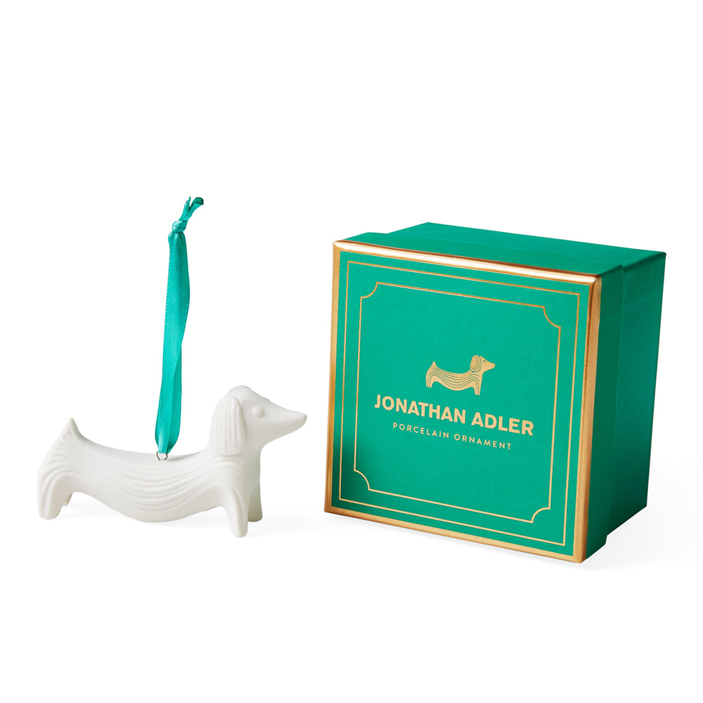 Product photograph of Jonathan Adler Dachshund Ornament White from Olivia's