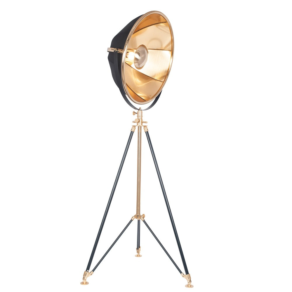 Product photograph of Olivia S Krissy Metal Tripod Floor Lamp In Black And Gold from Olivia's.