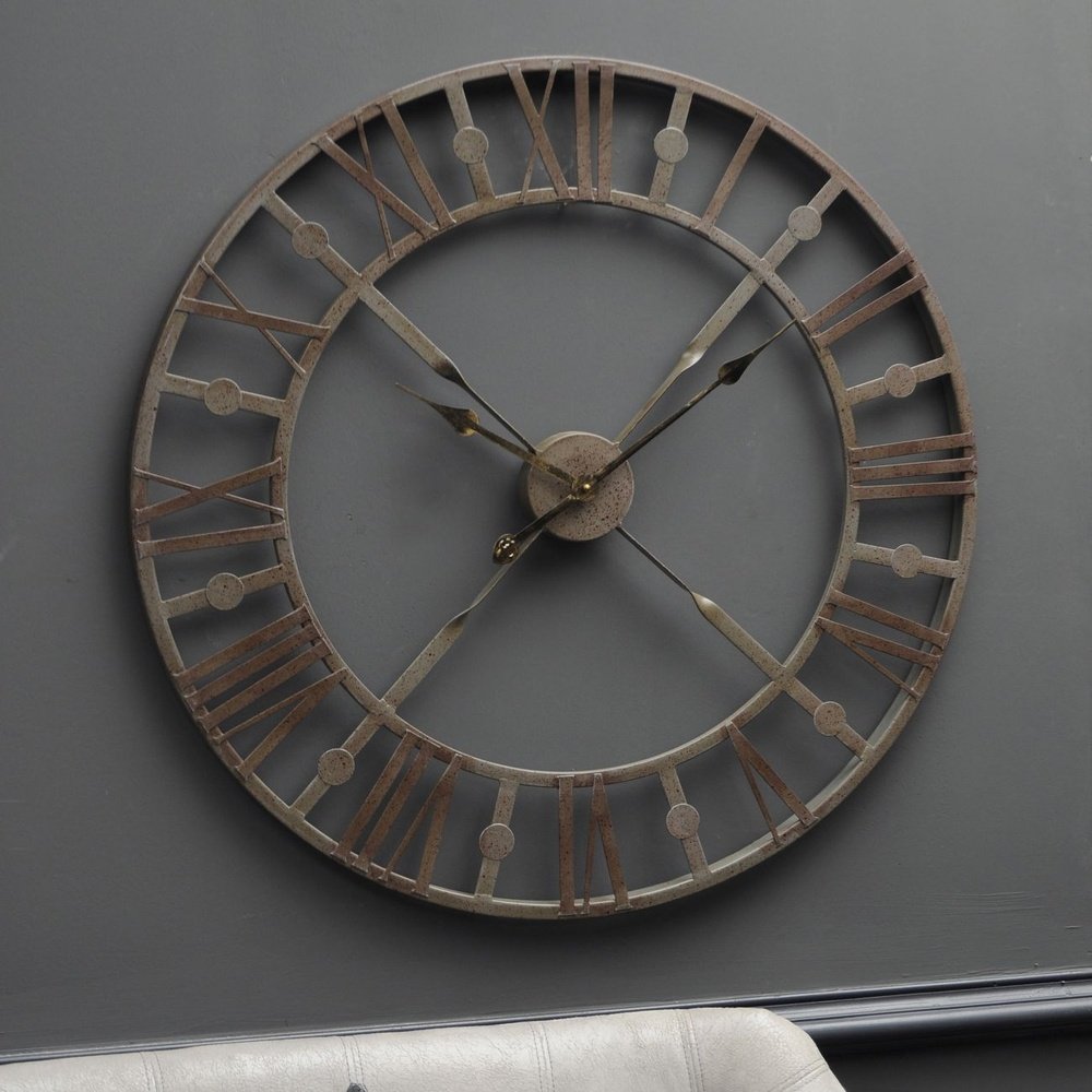 Product photograph of Libra Urban Botanic Collection - Skeleton Wall Clock In Antique Finish from Olivia's