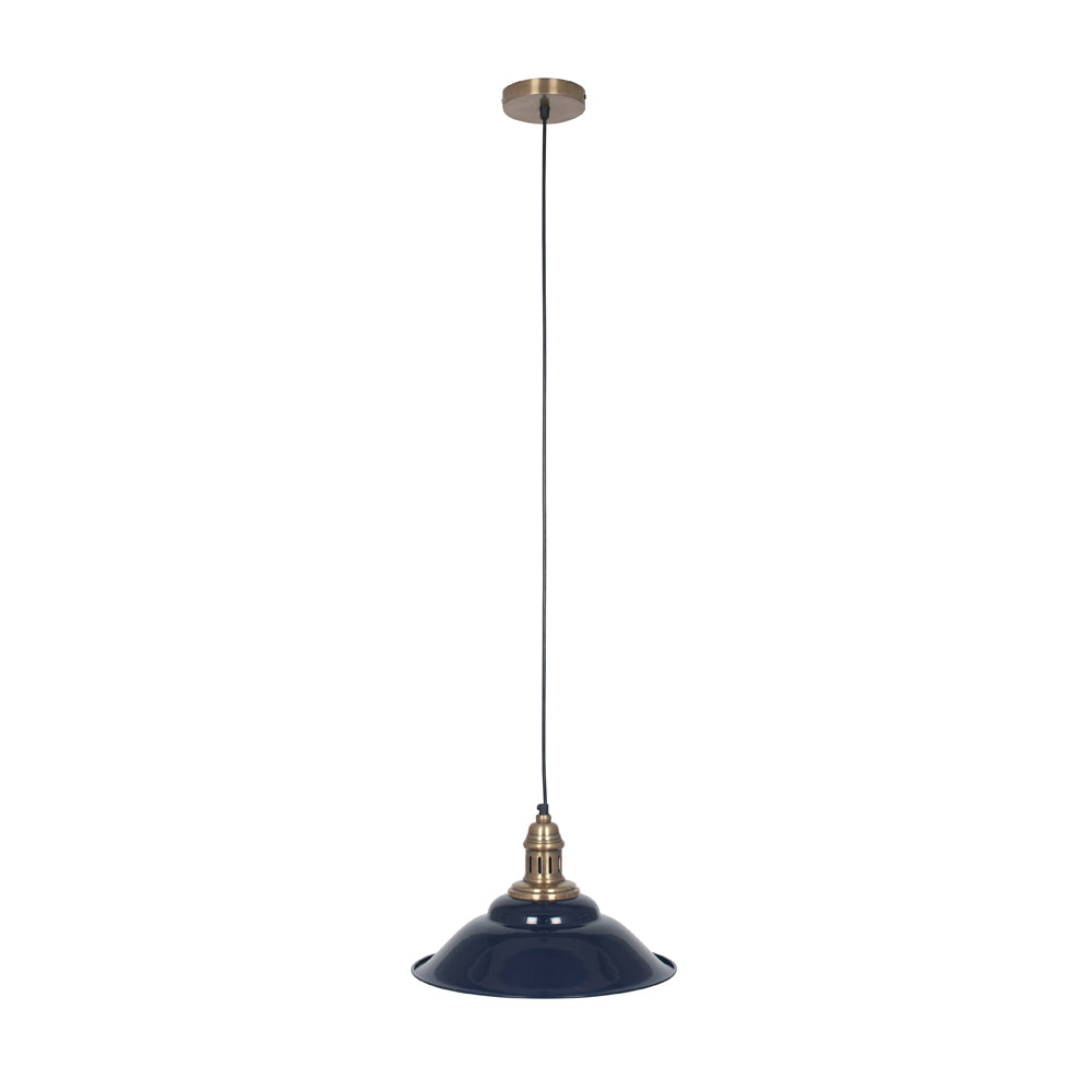 Product photograph of Olivia S Maybelline Antique Brass Metal Caf Pendant In Navy from Olivia's
