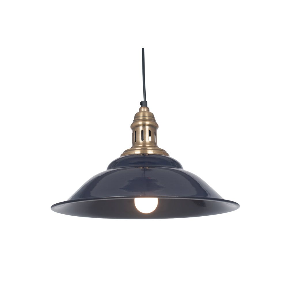 Product photograph of Olivia S Maybelline Antique Brass Metal Caf Pendant In Navy from Olivia's.