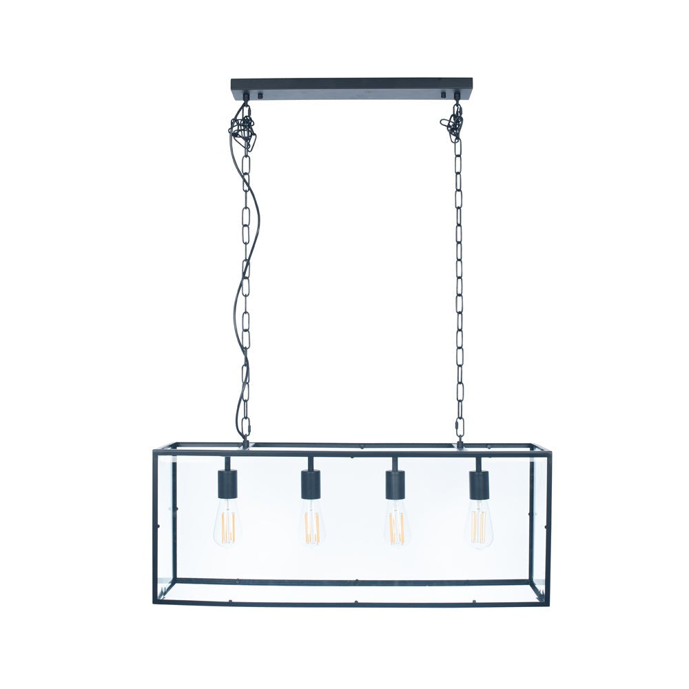 Product photograph of Olivia S Krissy Metal And Glass Four Bulb Pendant In Matt Black from Olivia's