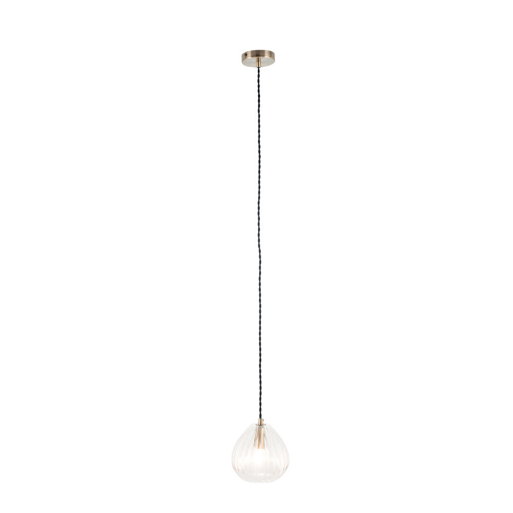 Product photograph of Olivia S Elana Clear Ribbed Glass Tall Teardrop Pendant from Olivia's.