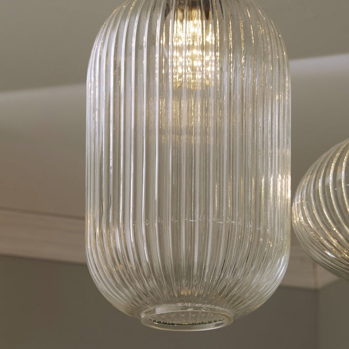 Product photograph of Olivia S Abby Tall Clear Ribbed Glass Pendant from Olivia's.