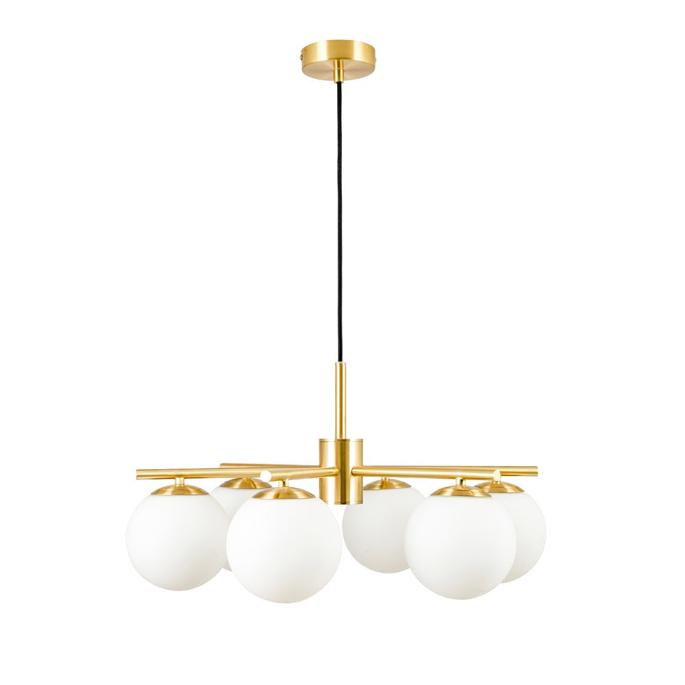 Product photograph of Olivia S Sydney 6 Orb And Metal Pendant In White And Gold from Olivia's