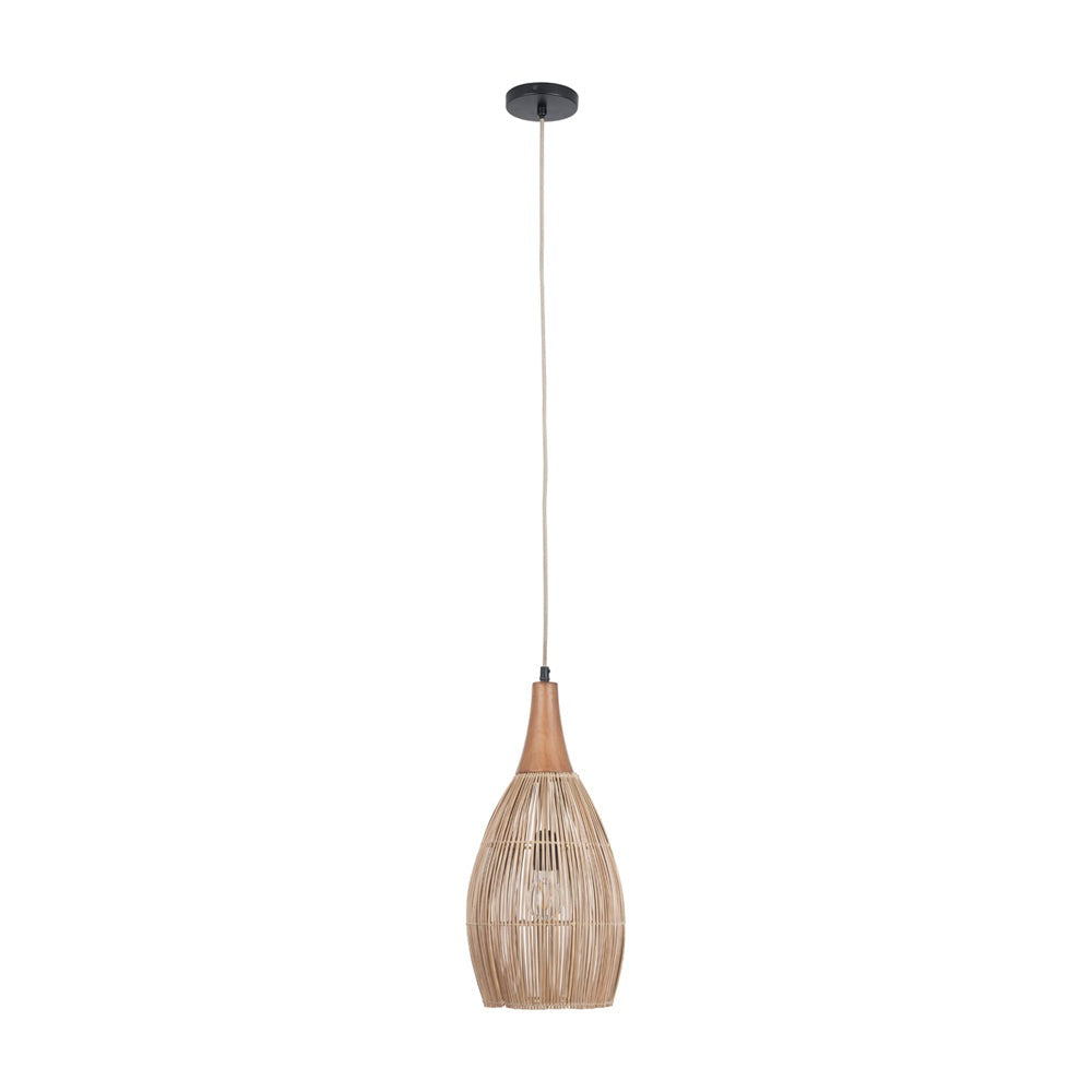 Product photograph of Olivia S Bali Bamboo Effect And Wood Tall Dome Pendant from Olivia's.
