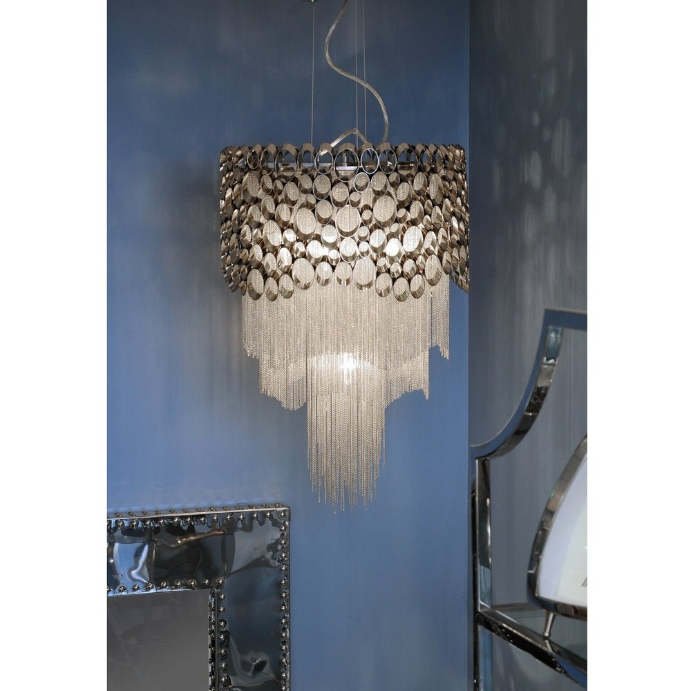 Product photograph of Libra Midnight Mayfair Collection - Venus Chandelier Nickel from Olivia's.
