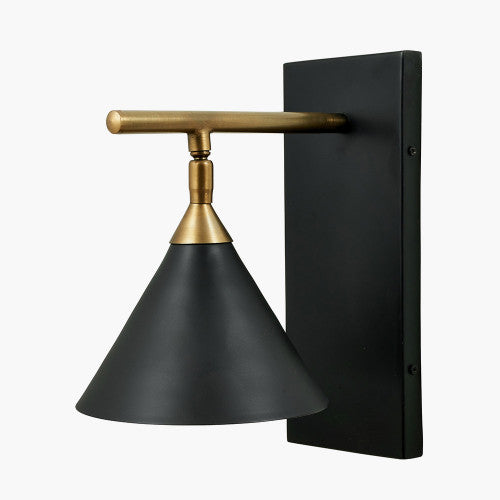 Product photograph of Olivia S Netty Wall Lamp In Matt Black And Antiuqe Brass from Olivia's