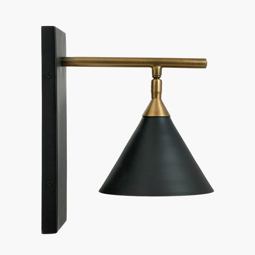 Product photograph of Olivia S Netty Wall Lamp In Matt Black And Antiuqe Brass from Olivia's.