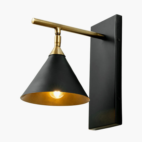 Product photograph of Olivia S Netty Wall Lamp In Matt Black And Antiuqe Brass from Olivia's.