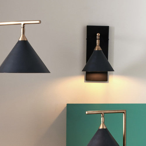 Product photograph of Olivia S Netty Wall Lamp In Matt Black And Antiuqe Brass from Olivia's.