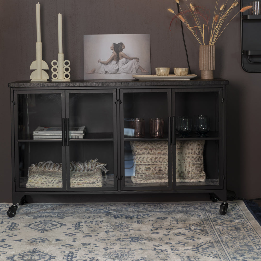 Product photograph of Olivia S Nordic Living Collection - Frey Low Cabinet In Black from Olivia's.