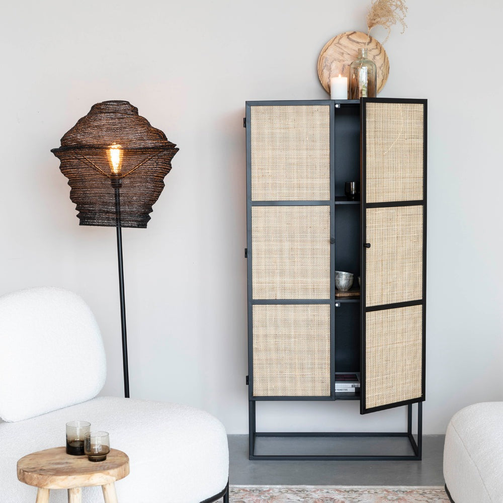 Product photograph of Olivia S Nordic Living Collection Guy High 2 Door Cabinet In Black from Olivia's.