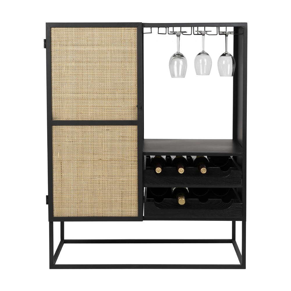 Product photograph of Olivia S Nordic Living Collection Guy Low Wine Cabinet In Black from Olivia's