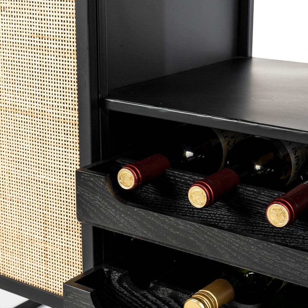 Product photograph of Olivia S Nordic Living Collection Guy Low Wine Cabinet In Black from Olivia's.