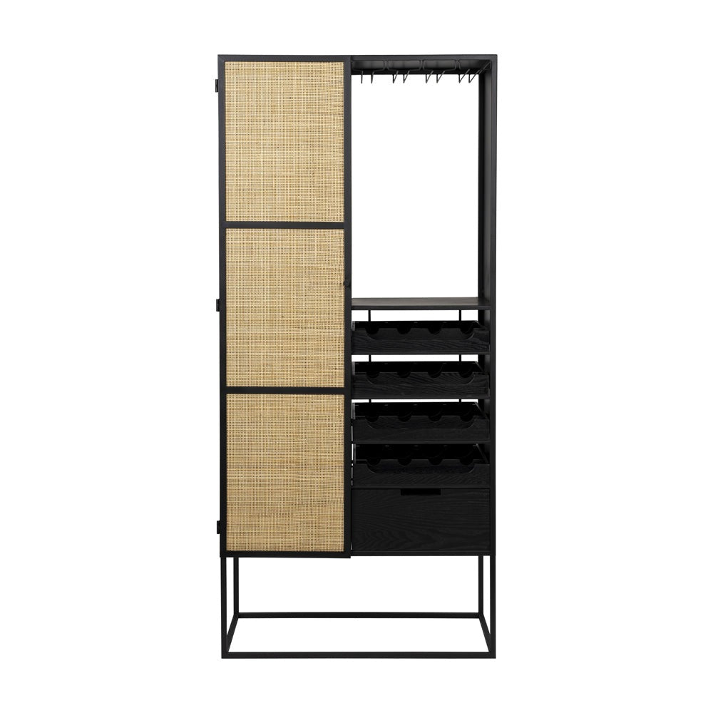 Product photograph of Olivia S Nordic Living Collection Guy High Wine Cabinet In Black from Olivia's