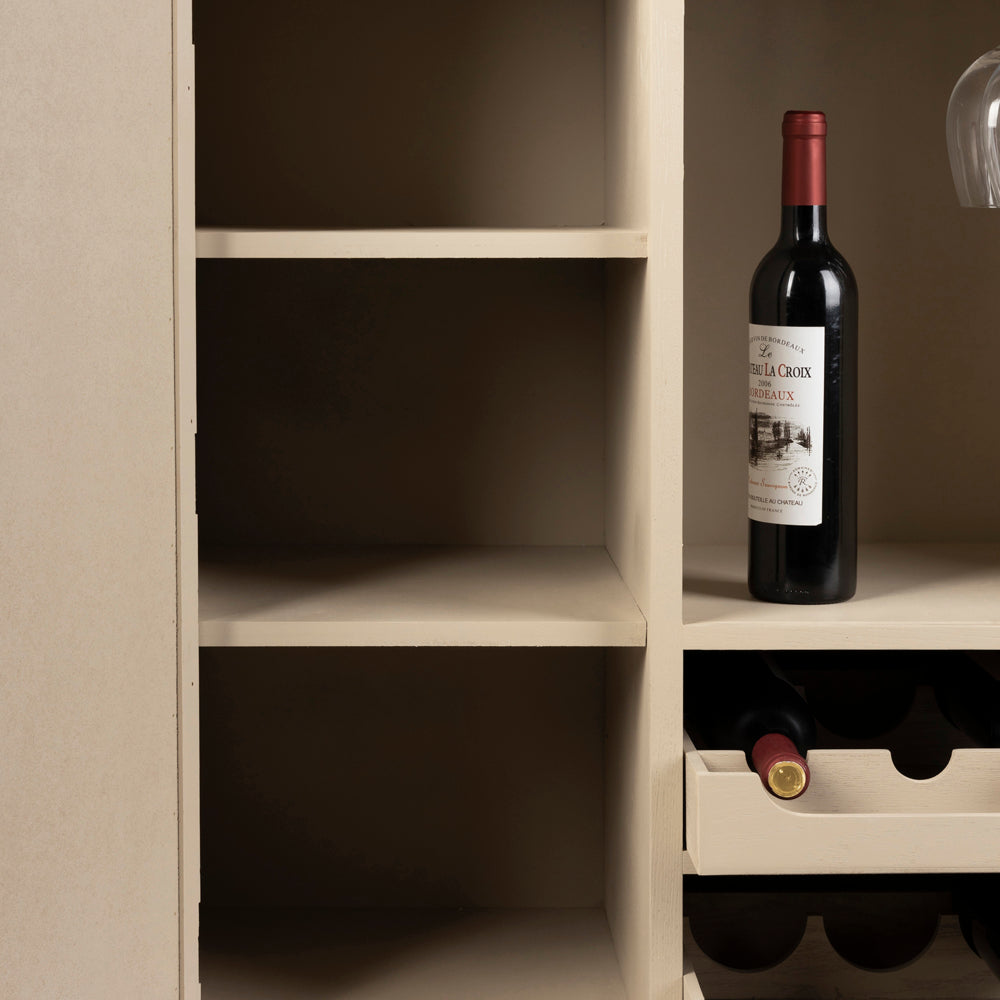 Product photograph of Olivia S Nordic Living Collection Maya Low Wine Cabinet In Beige from Olivia's.