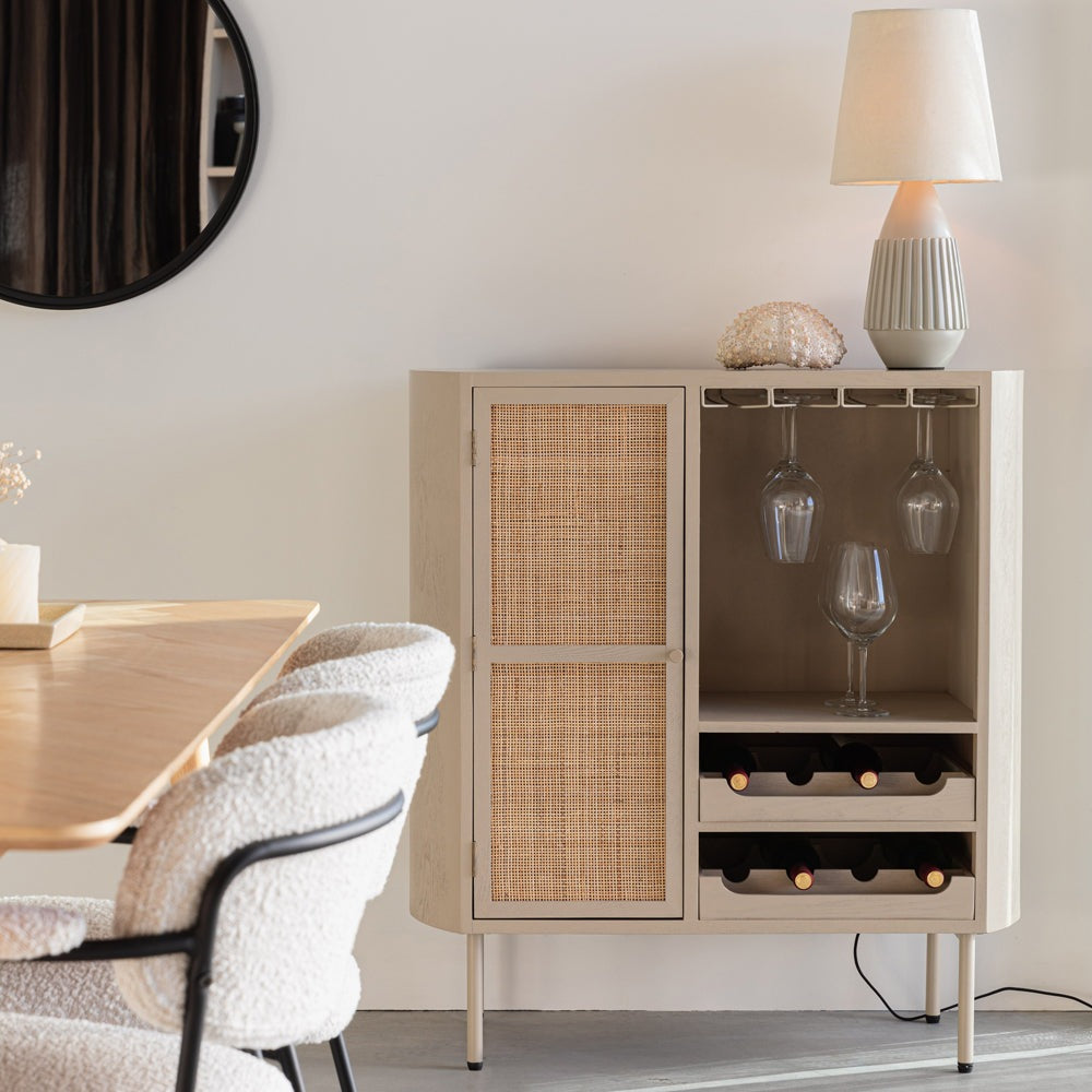 Product photograph of Olivia S Nordic Living Collection Maya Low Wine Cabinet In Beige from Olivia's.