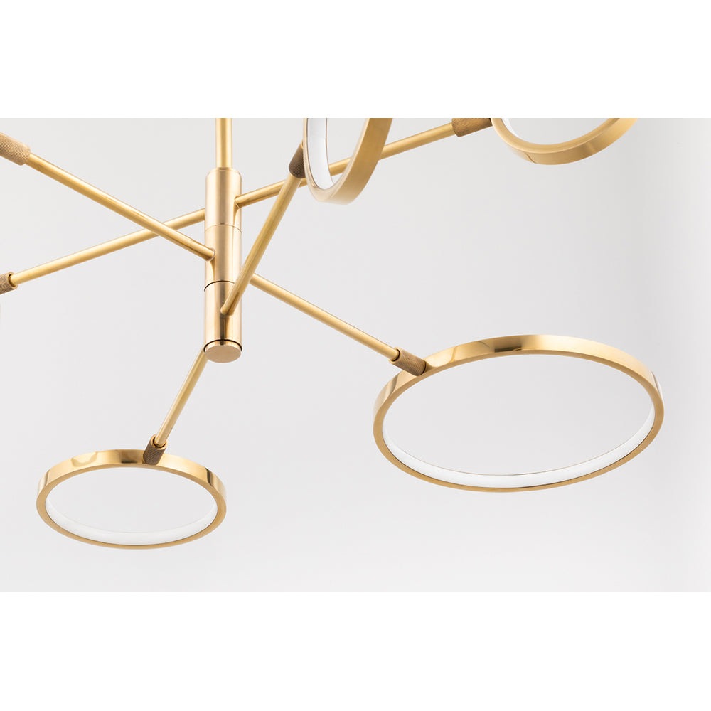 Product photograph of Hudson Valley Lighting Saturn Brass Base And Matte White Shade Pendant from Olivia's.