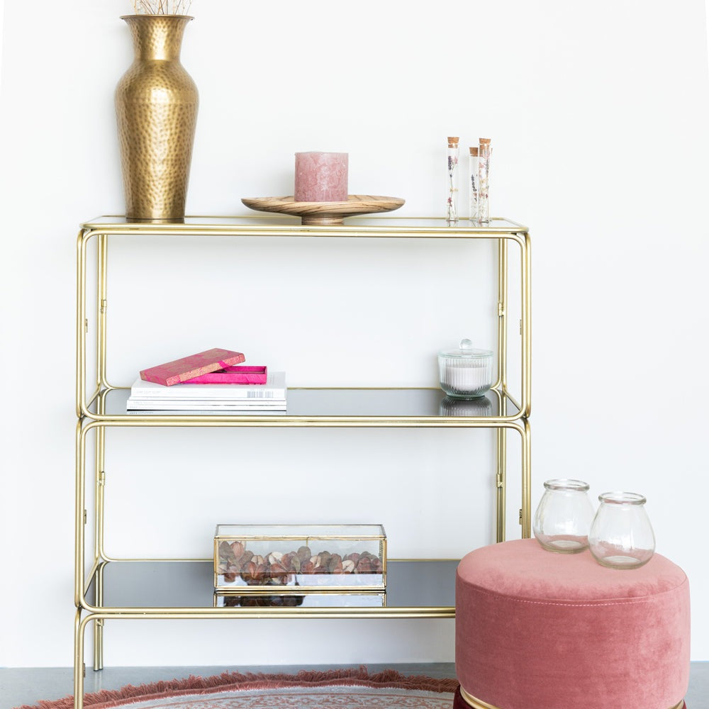 Product photograph of Olivia S Nordic Living Collection Layla Shelving Unit In Gold from Olivia's.