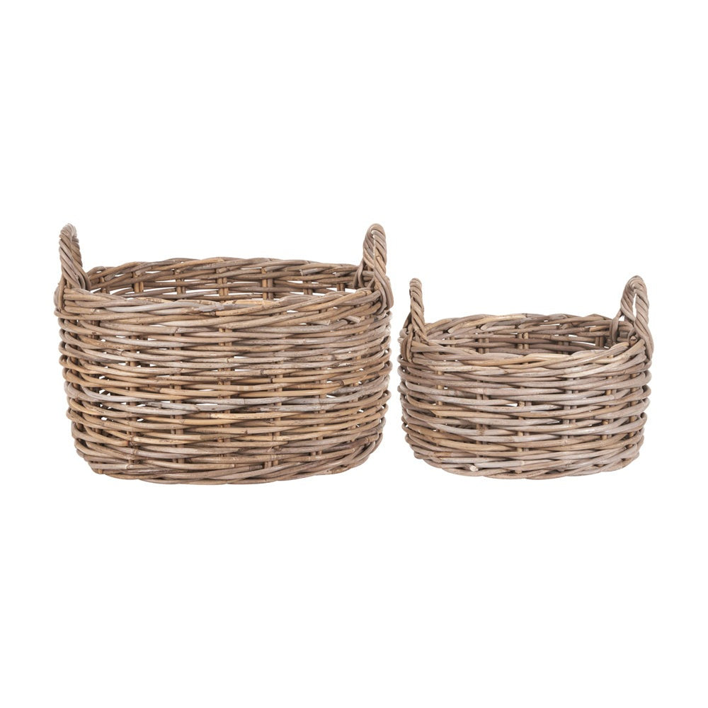 Product photograph of Olivia A Set Of 2 Kobi Oval Baskets In Grey from Olivia's