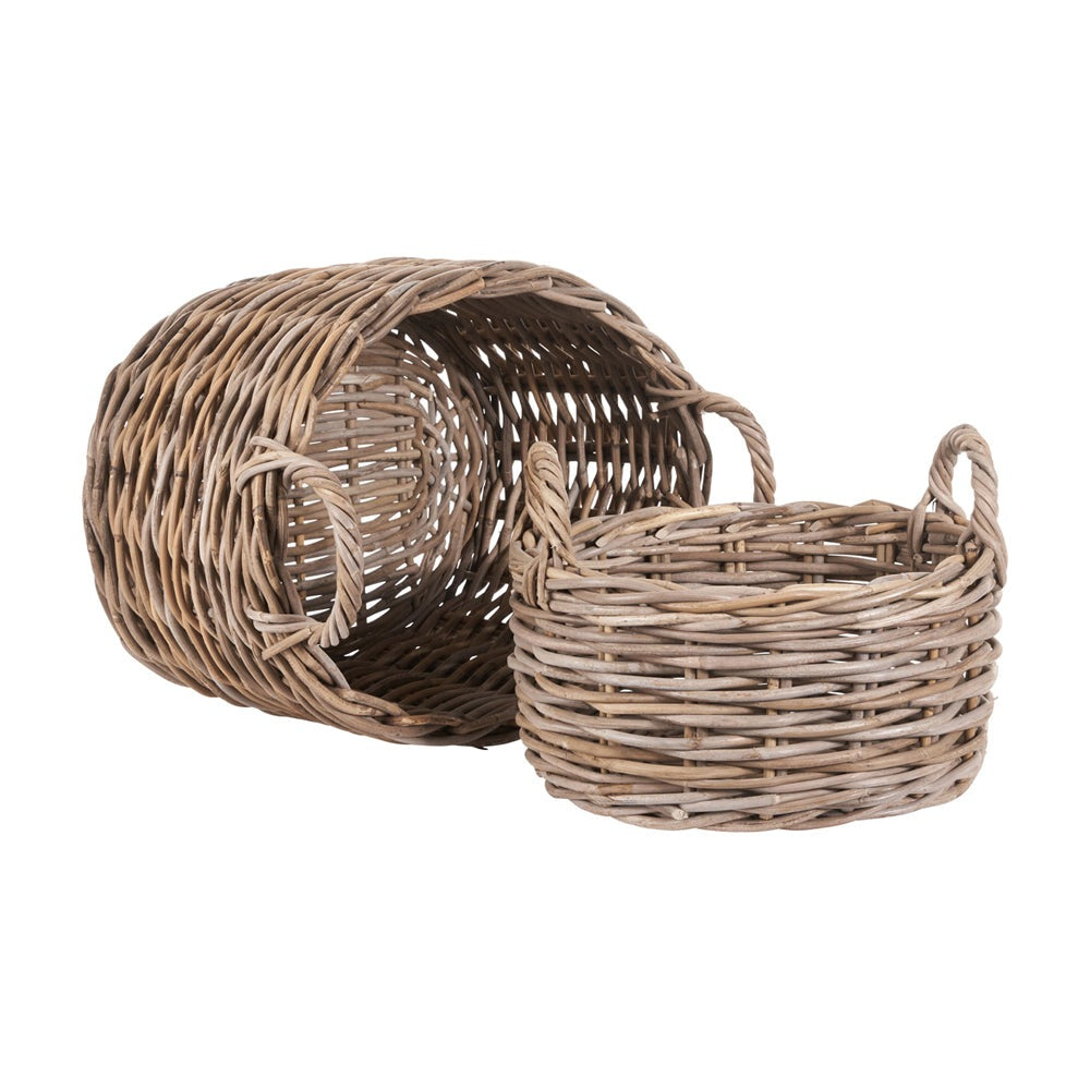 Product photograph of Olivia A Set Of 2 Kobi Oval Baskets In Grey from Olivia's.