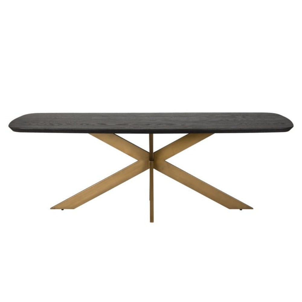 Product photograph of Richmond Cambon Danish Oval Dining Table In Coffee Brown Brass 280cm from Olivia's.