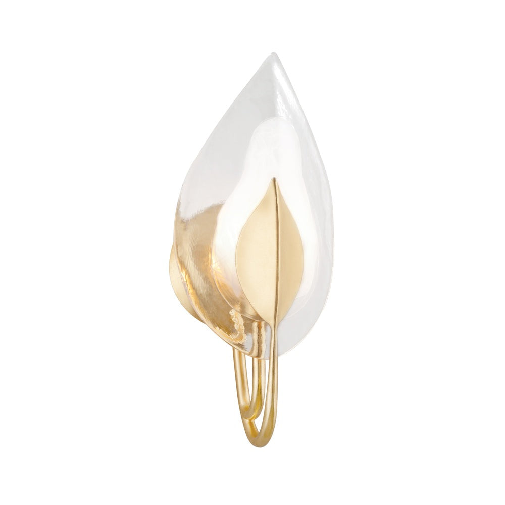 Hudson Valley Lighting Blossom 1 Light Wall Sconce In Soft Off White Gold Leaf