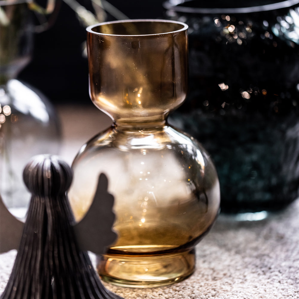 Product photograph of Cozy Living Vase Amber Glass from Olivia's.