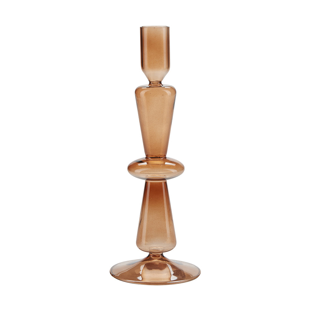 Product photograph of Cozy Living Trio Amber Glass Candle Holder from Olivia's