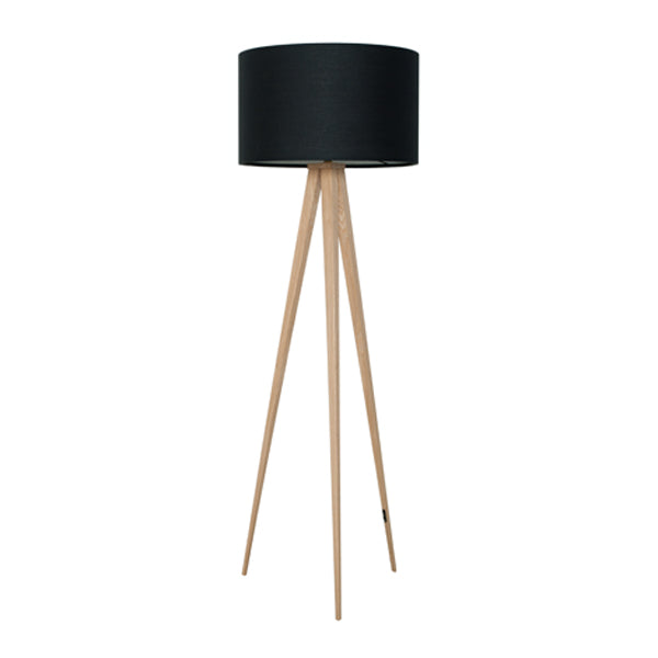 Product photograph of Zuiver Tripod Floor Lamp Black - Wood Base Black Wood Base from Olivia's