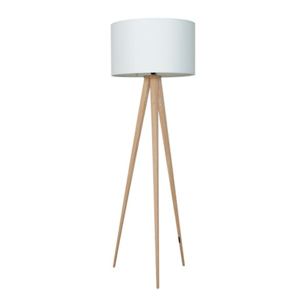 Product photograph of Zuiver Tripod Floor Lamp White - Wood Base White Wood Base from Olivia's