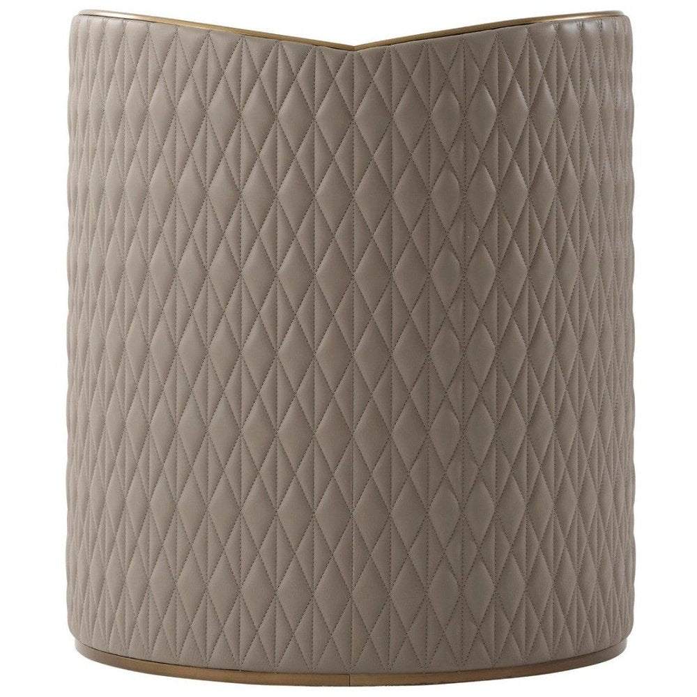 Product photograph of Theodore Alexander Iconic Round Bedside Table In Leather from Olivia's.