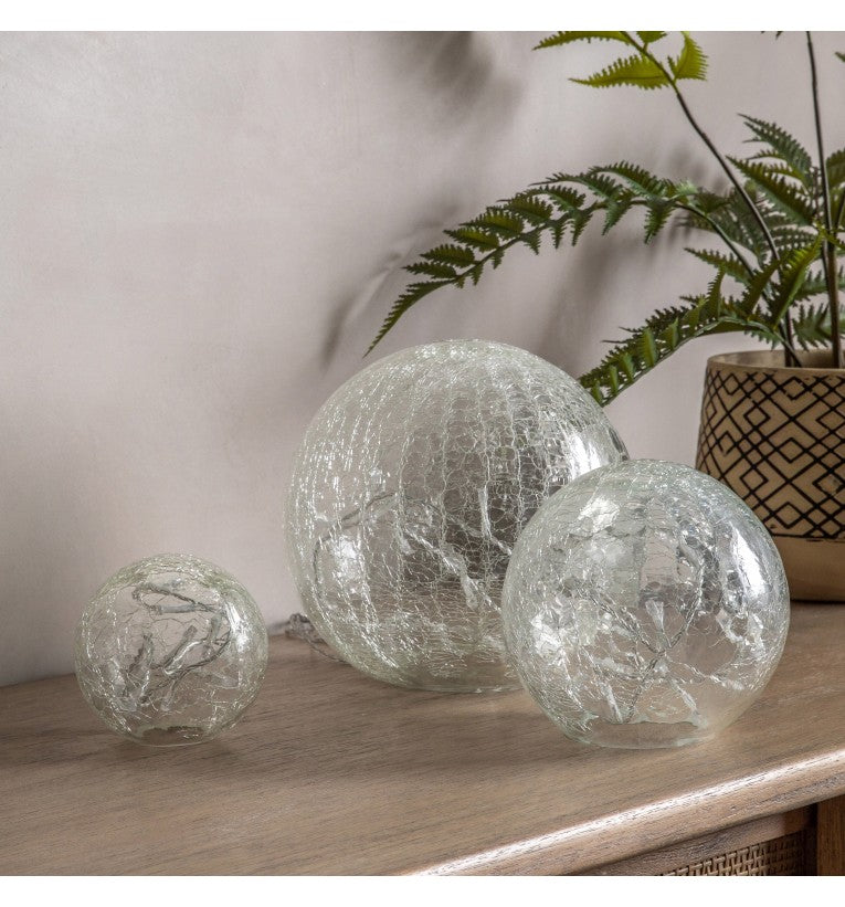 Product photograph of Olivia S Set Of 3 Crackle Ball Lights from Olivia's.