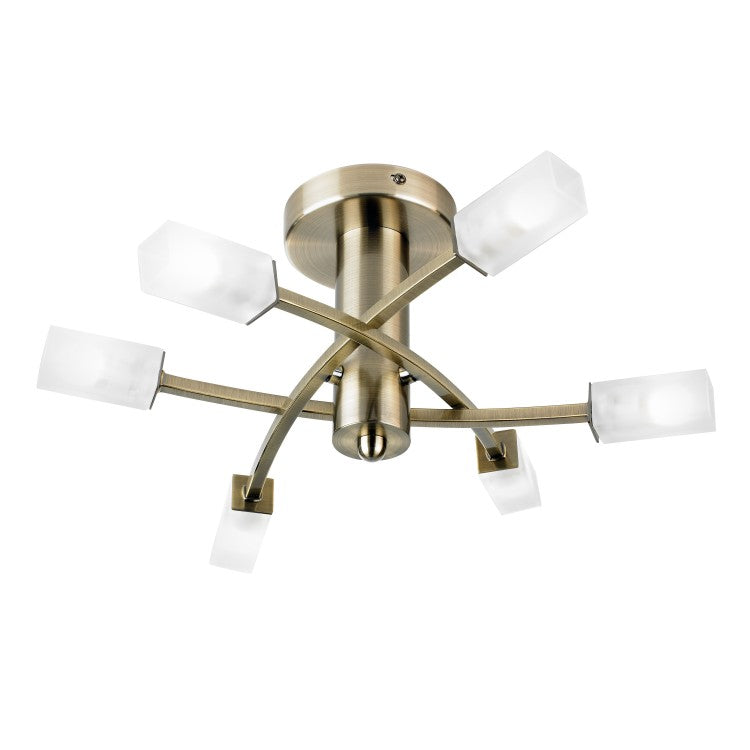 Gallery Interiors Havana 6 Ceiling Lamp Antique Brass