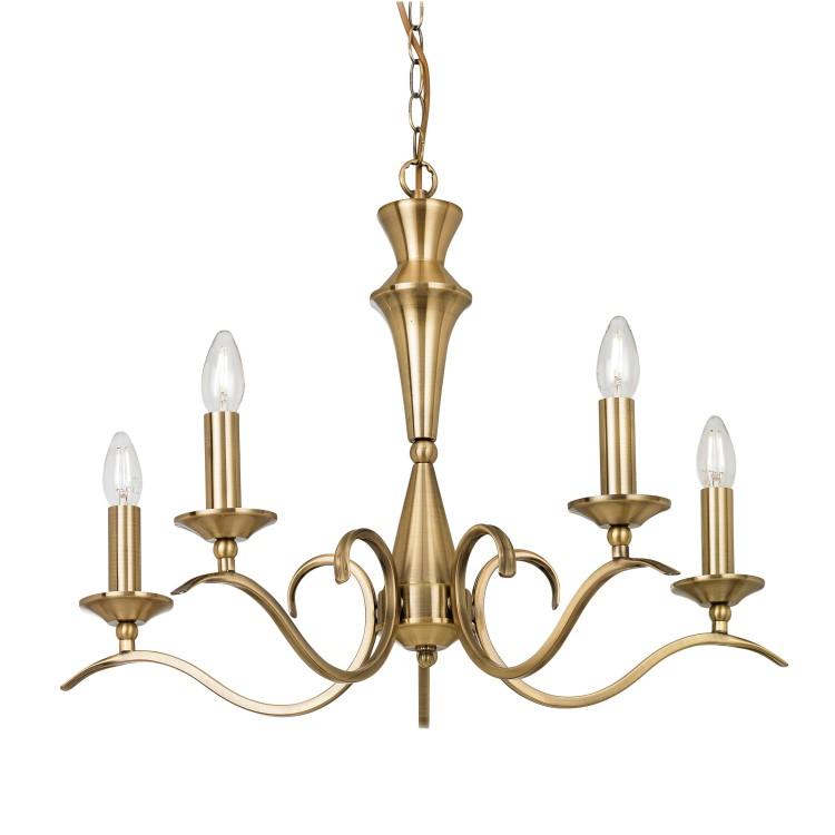 Gallery Interiors Kora 5 Chandelier Antique Brass