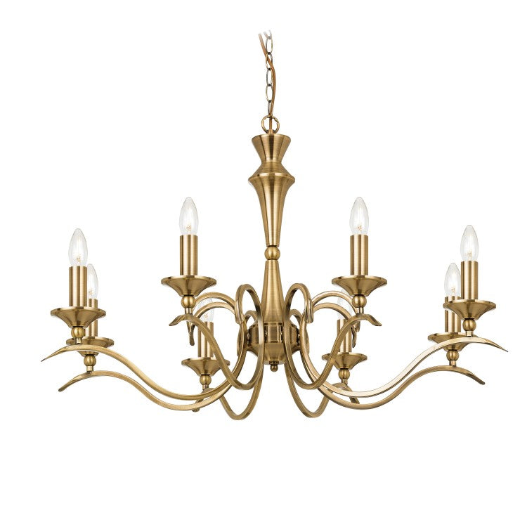 Product photograph of Olivia S Karla 8 Chandelier In Antique Brass from Olivia's