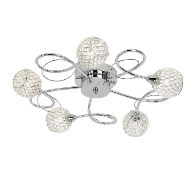 Gallery Interiors Aherne 5 Ceiling Light Chrome