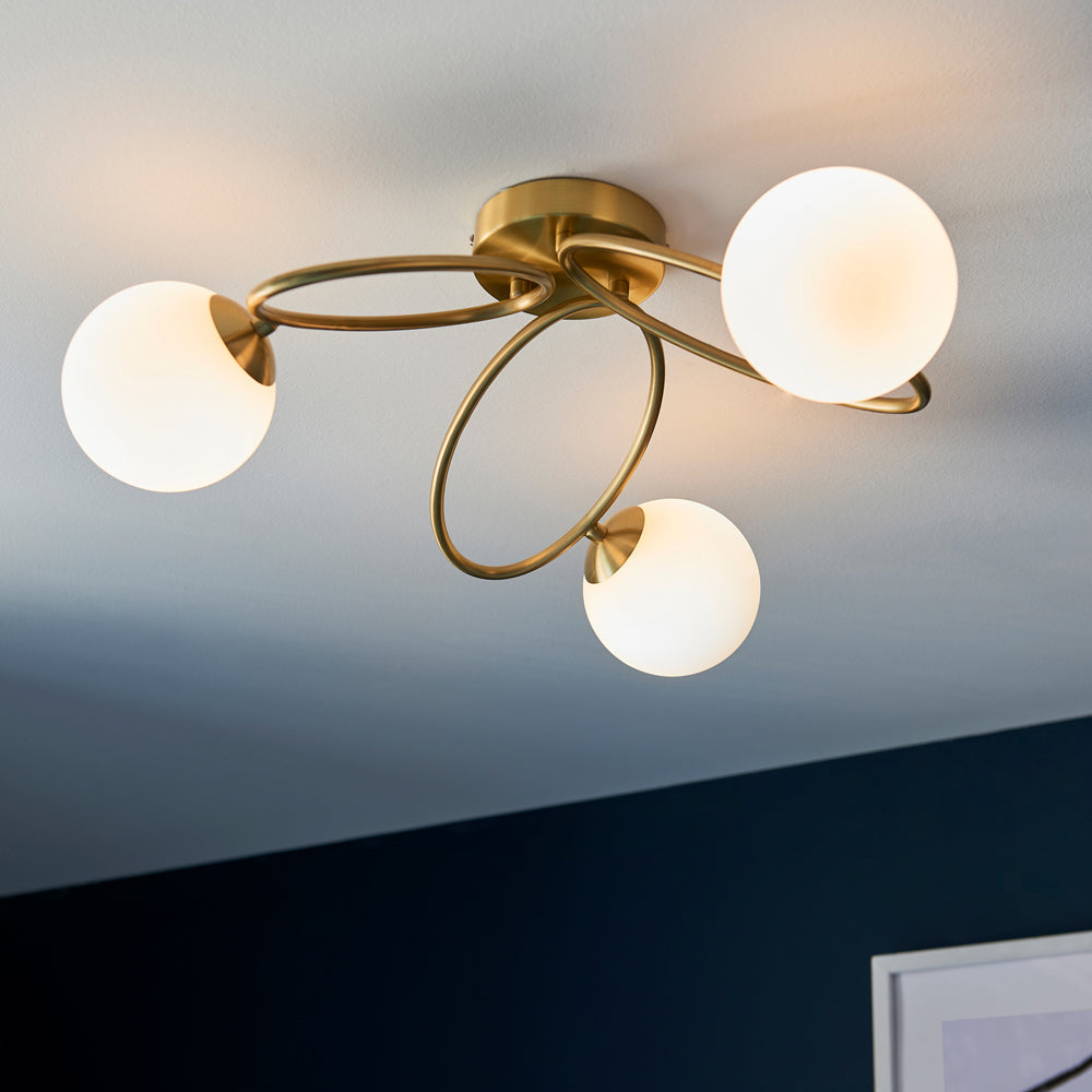 Product photograph of Gallery Interiors Ellipse 3 Ceiling In Light Brass from Olivia's.