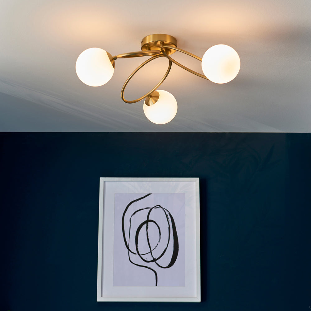 Product photograph of Gallery Interiors Ellipse 3 Ceiling In Light Brass from Olivia's.
