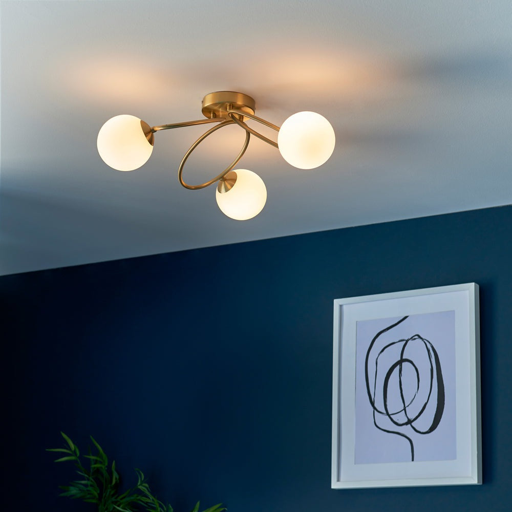 Product photograph of Gallery Interiors Ellipse 3 Ceiling In Light Brass from Olivia's.