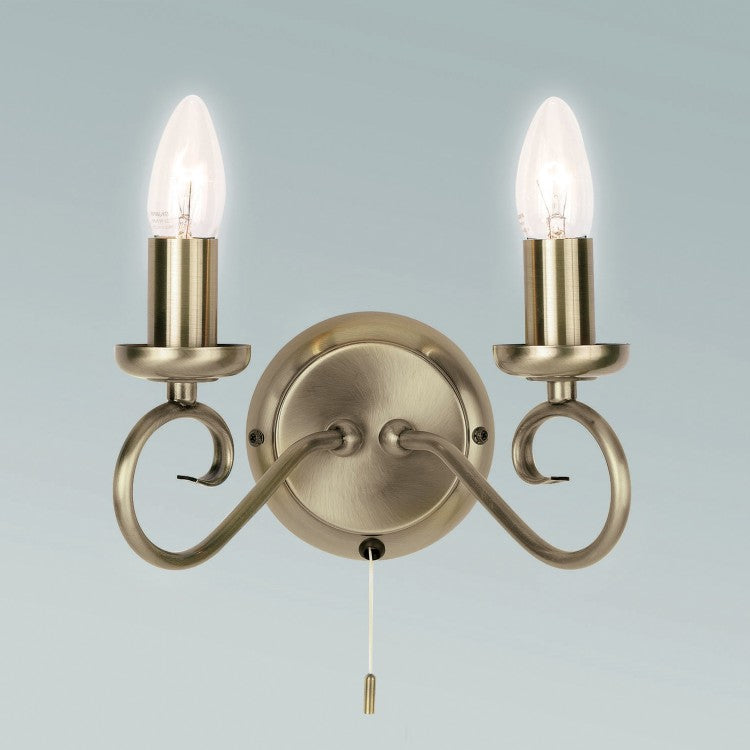 Gallery Interiors Trafford 2 Wall Light Antique Silver