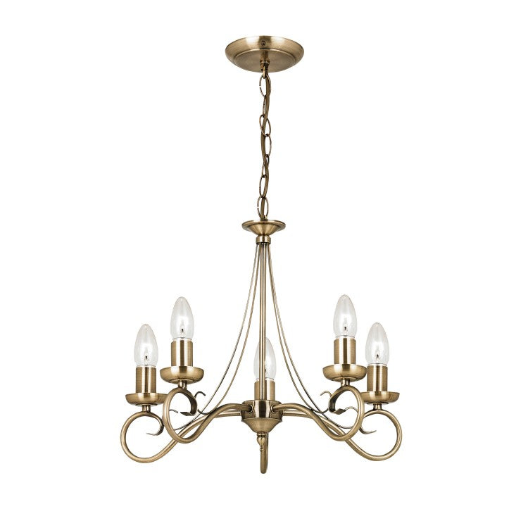 Gallery Interiors Trafford Chandelier Antique Brass