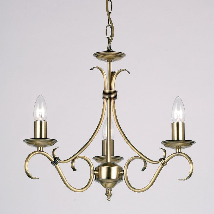 Gallery Interiors Bernice 3 Pendant Light In Antique Brass