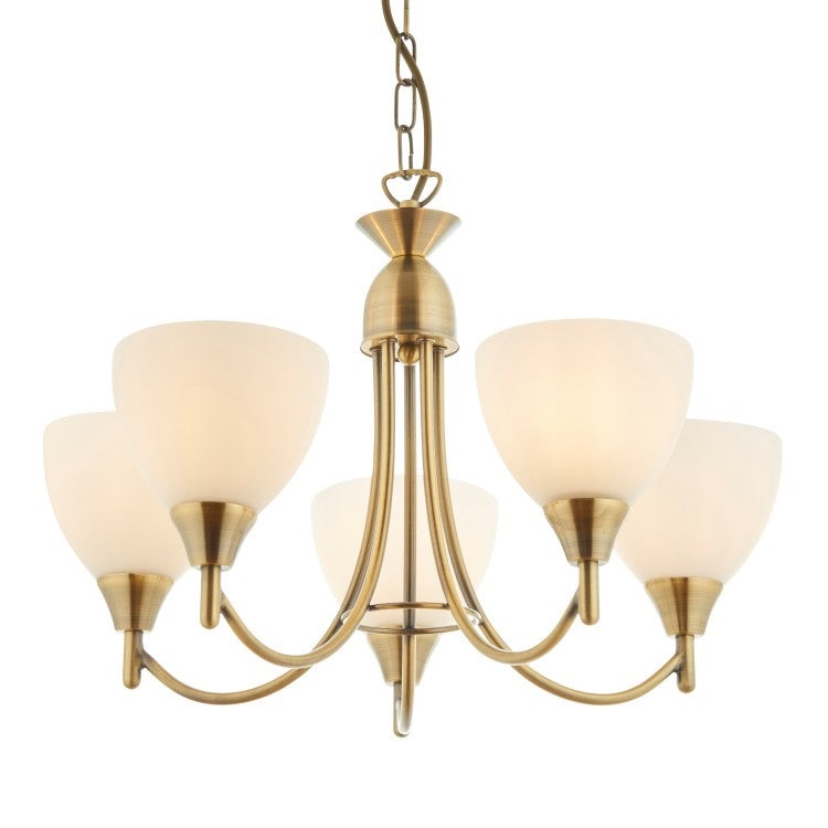 Product photograph of Olivia S Adley 5 Pendant Light Antique Brass from Olivia's