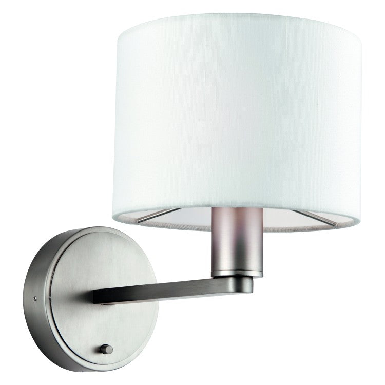 Gallery Interiors Daley Wall Light Nickel White Faux Silk