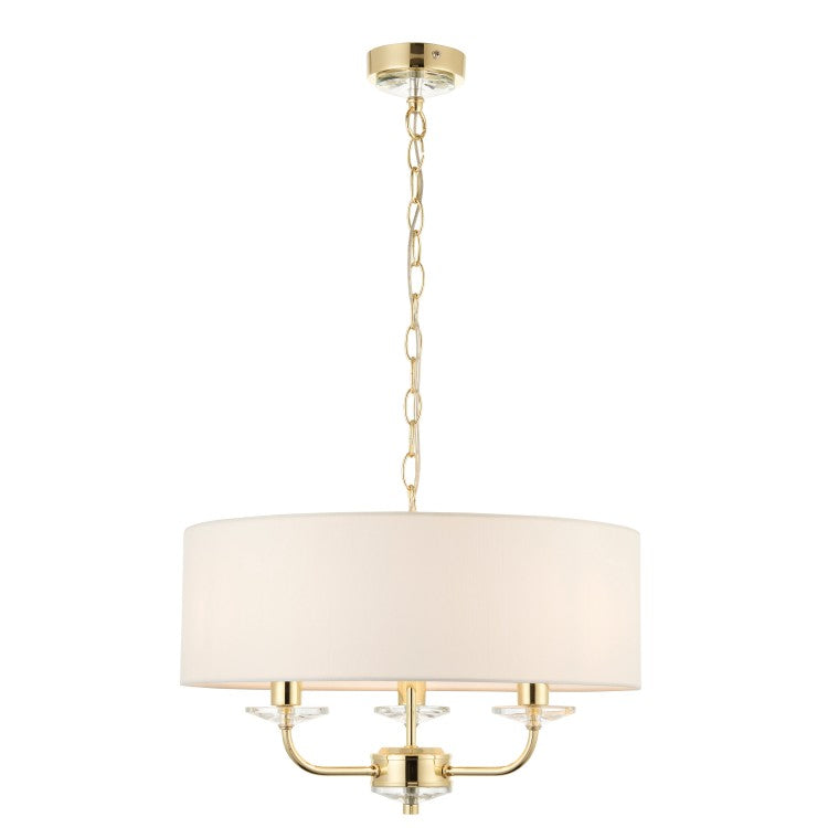 Product photograph of Olivia S Nyla 3 Arm Pendant Light Brass from Olivia's
